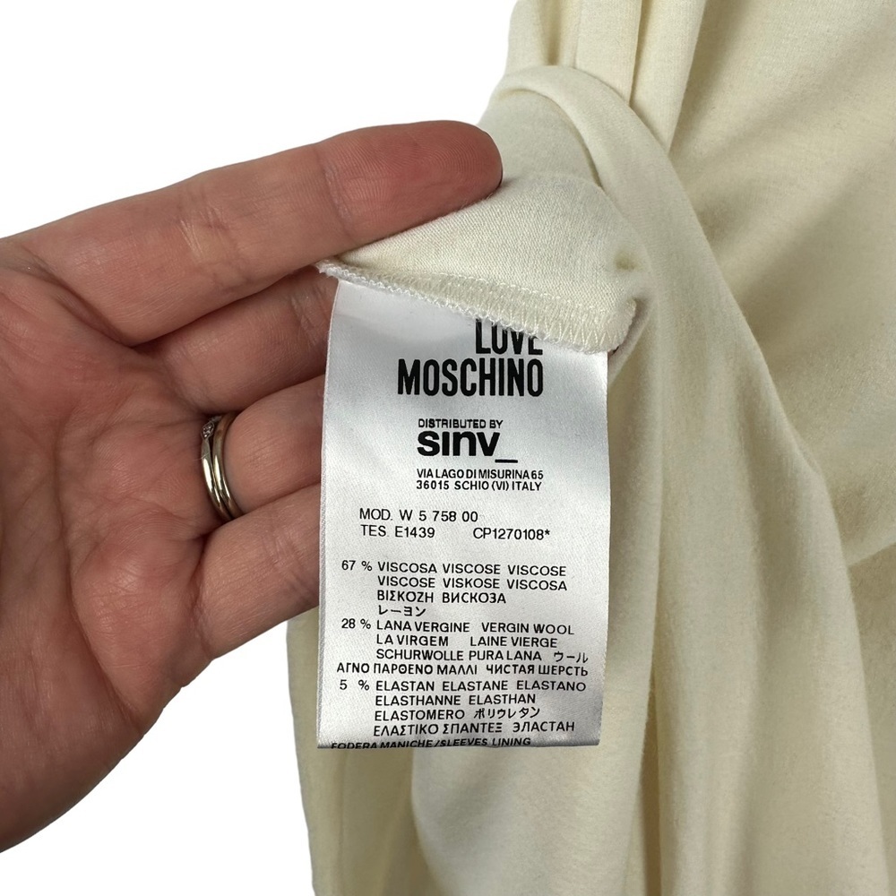 NWT Love Moschino Sz 4 Women's White Puff Short Sleeve Knit Tshirt‎ Dress - Picture 8 of 15